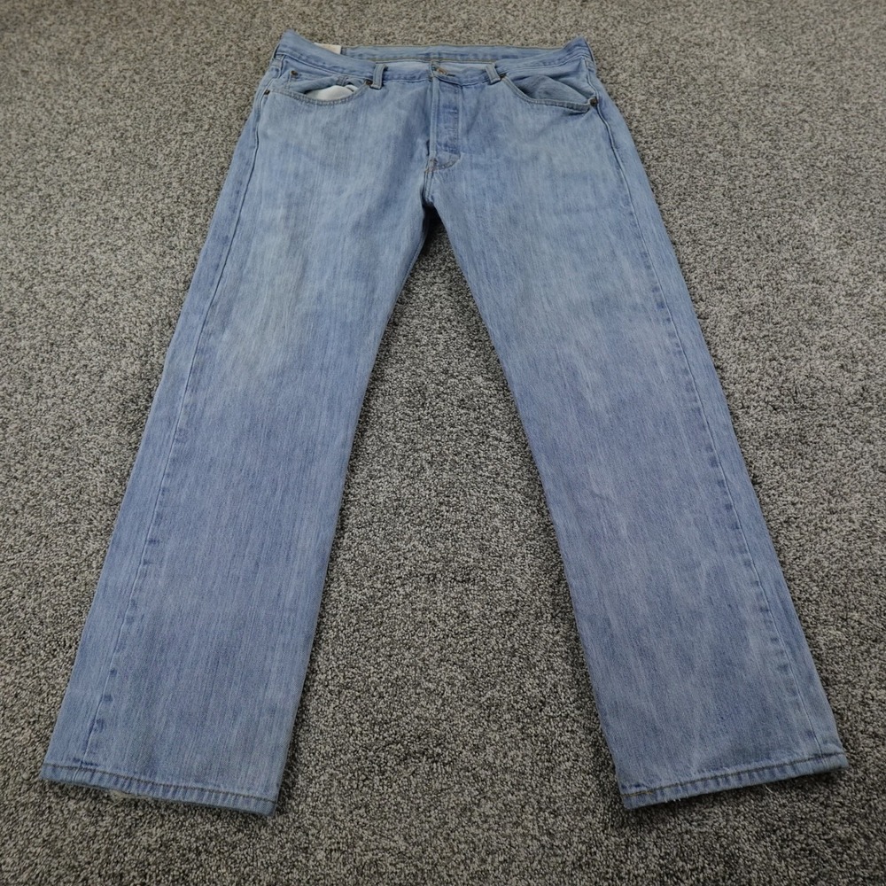 Levis Jeans Mens 38X30 Light Blue Denim Pants 501XX Button Fly Straight Y2K Fade